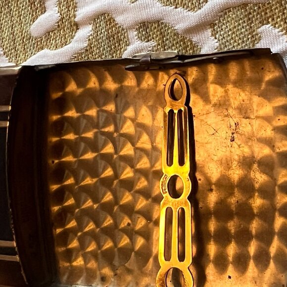 Vintage Colibri Lighter Intricate Gold & Brown Design Cigarette Case/Money Clip - Picture 13 of 13